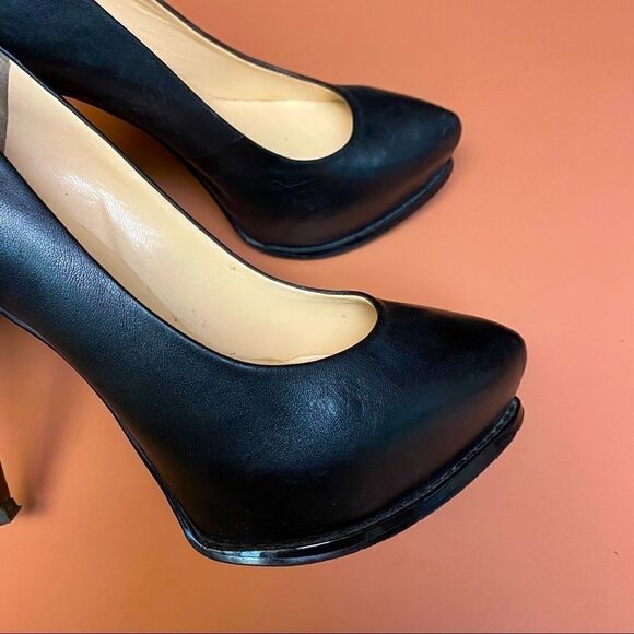 Guess Platform Stiletto Black Leather Heels Pumps Size 7 - Picture 3 of 8